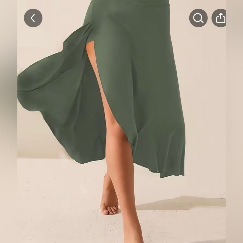 TEMU Plus Size Green Ankle Length Stretchy Skirt with Built in Shorts - Picture 2 of 10